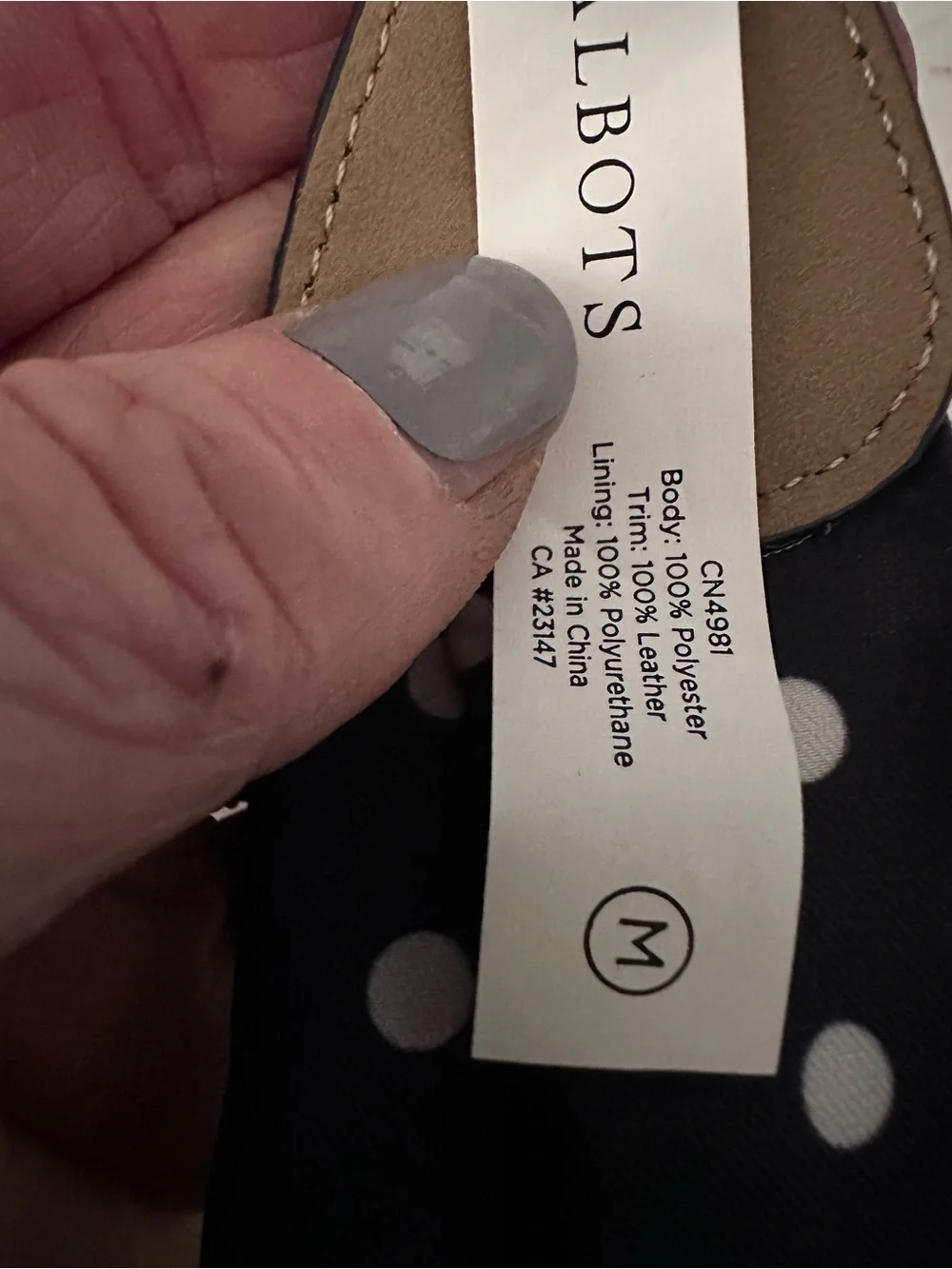 NWT Talbots Scarf Belt, Navy Polka Dot, Harness Buckle Med